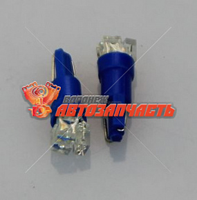 Лампа светодиодная 12V W1,2W T5 (синяя, квадрат, 3 диод)T5-3-12V