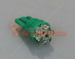 Лампа светодиодная 12V W5W T10 зеленый 7 диодов 12V COLOR G