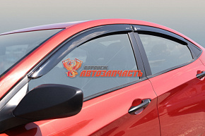 Дефлекторы на боковые стекла Hyundai Solaris I 2011-2017 /хетчбек/накладные/скотч/к-т 4шт./