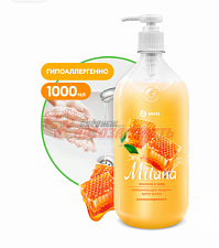 Мыло жидкое для рук Milana молоко и мёд с дозатором (флакон 1000мл) БМ