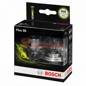 Лампа галогенная H4 12V 60/55W BOSCH PLUS 90 (2 шт.) DUOBOX  P43t 