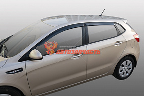 Дефлекторы на боковые стекла Kia Rio III 2012-2015 /хетчбек/накладные/скотч/к-т 4шт./