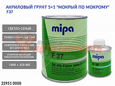 Грунт 5+1 светло-серый F37 HS "мокрый по мокрому" акриловый с отвердителем MIPA (1л+0,25л)