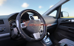 Оплетка руля "M" d=38 нескользящая кожа Oregon карбон 