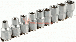 Набор головок TORX E10-E24 DR1/2"; 9пр, планка АвтоDело