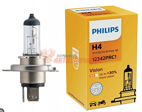Лампа галогенная H4 Philips 12V 60/55W Premium +30%