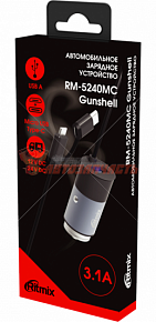 Автомобильное ЗУ Ritmix RM-5240MC Gunshell черный 1+USB 